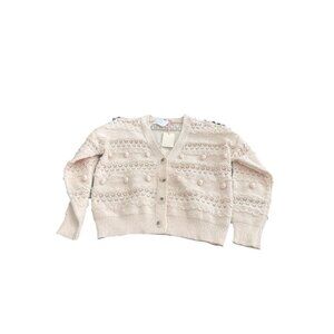 Entro Cream Popcorn Detail Button Down Cardigan Small NWT